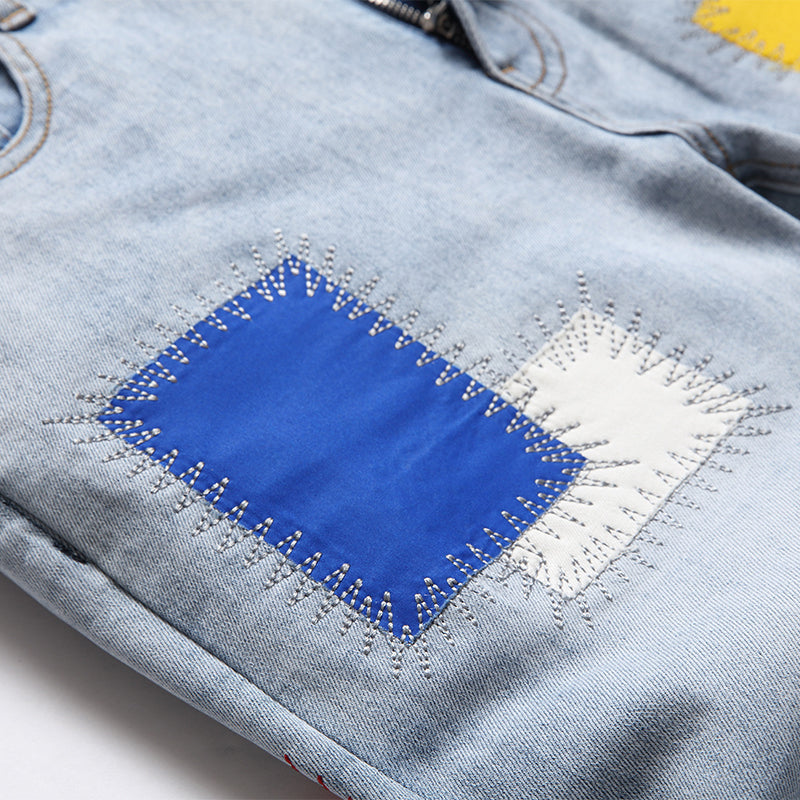 Mens Fashion Jeans Colored patch 8831# Pure cotton high quality
