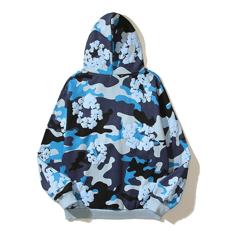 Denim Tears Hoodie Fleece Camouflage Cotton Wreath Graphic Oversized Hooded