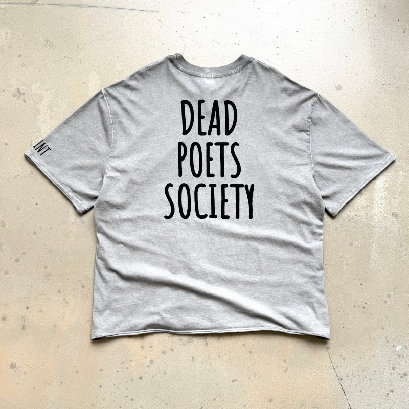 Unisex Vintage T Shirts *Dead Poets Society* Limited Collaboration: Heaven-and-Earth stitching (single-needle), special enzyme-milled vintage wash, and direct-to-garment white ink printing.