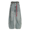 American-style streetwear harem pants Curved Panel Seam Aged Faded Finish