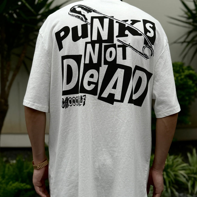 Unisex Vintage T Shirts Punk Lives Forever Limited Edition â€?West Coast Street/Graffiti/Hip-Hop Style High-Street Short-Sleeve Tee; Heavyweight fabric with distressed wash finish; White ink direct-to-garment (DTG) print.