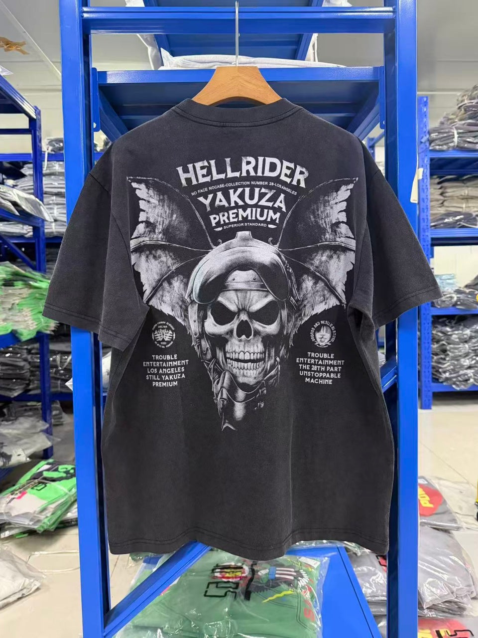 Vintage style washed summer wear T shirt Skull 260G pure cotton high-quality streetwear