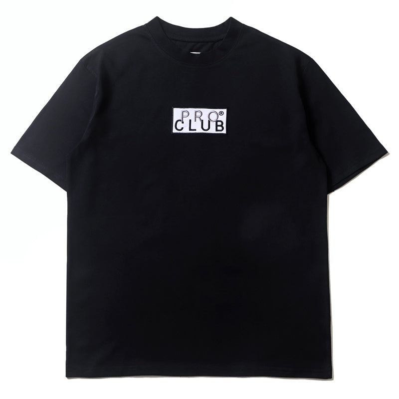 Mens T-shirt Vintage American-style Trendy minimalist letter patch embroidery