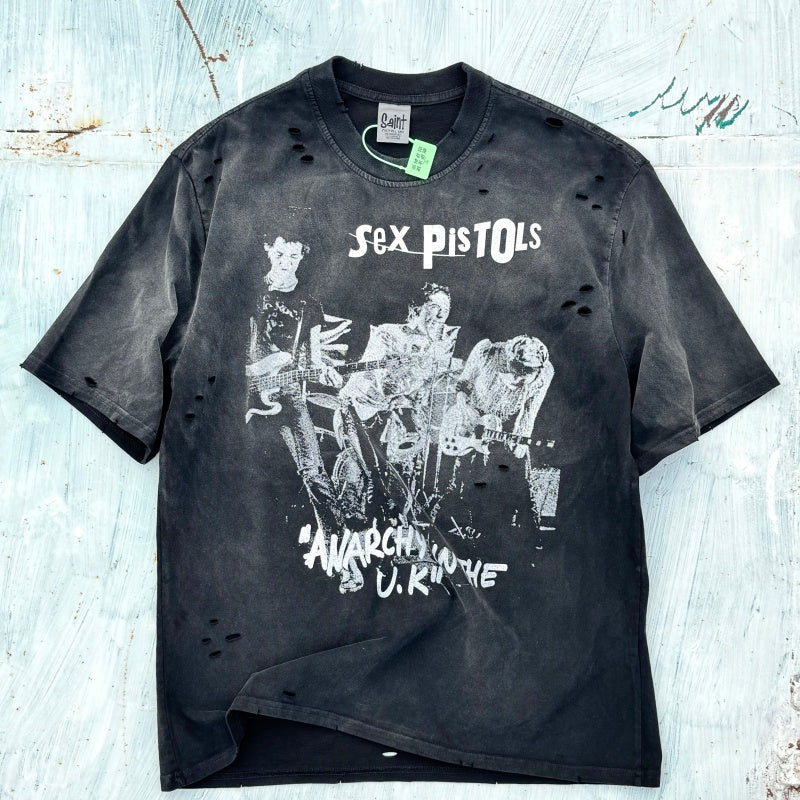 Unisex Vintage T Shirts Sex Pistols â€?Hand-distressed, washed, and vintage-finished at multiple points.