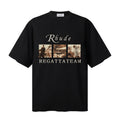 RHUDE T Shirts Multi‑Image Collage With Cursive Statement Print