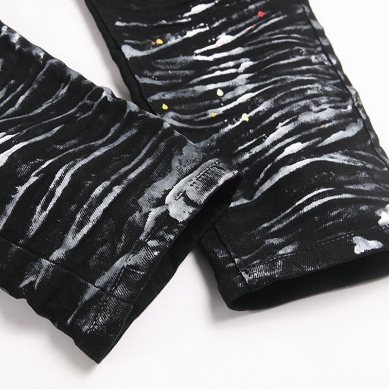 Mens Fashion Jeans White graffiti S8286# Pure cotton high quality