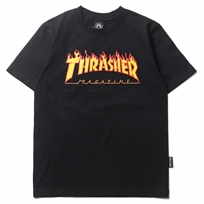 Mens T-shirt Vintage Thrasher Classic Flame Print