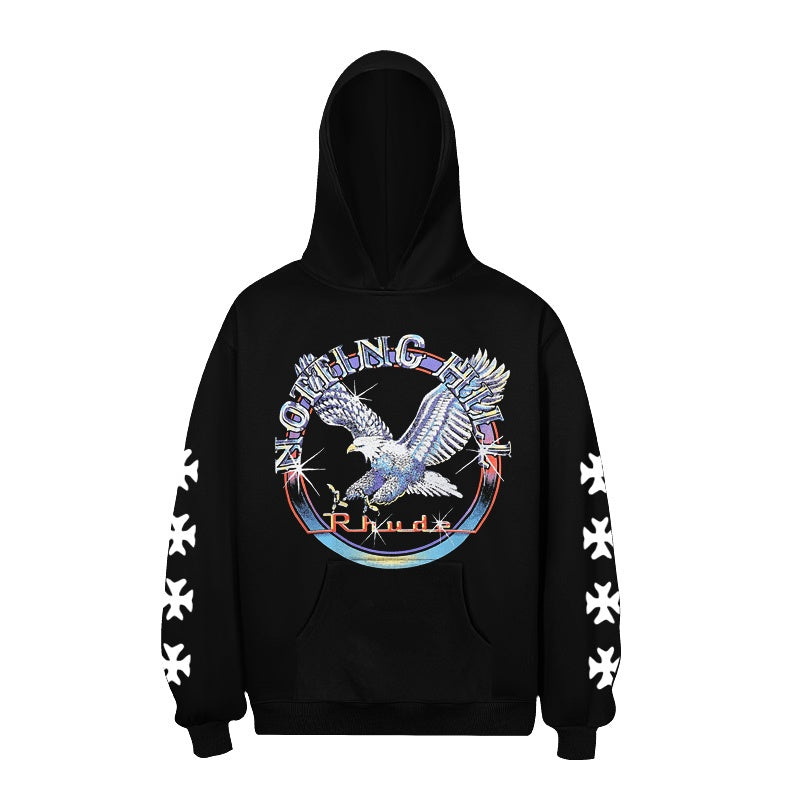 RHUDE Hoodie Distressed Eagle Ring Typography