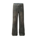American-style streetwear harem pants Heavy Crease Vintage Distressed Denim Pants