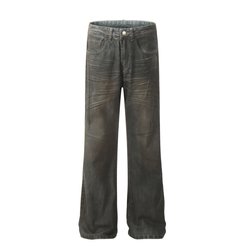 American-style streetwear harem pants Heavy Crease Vintage Distressed Denim Pants