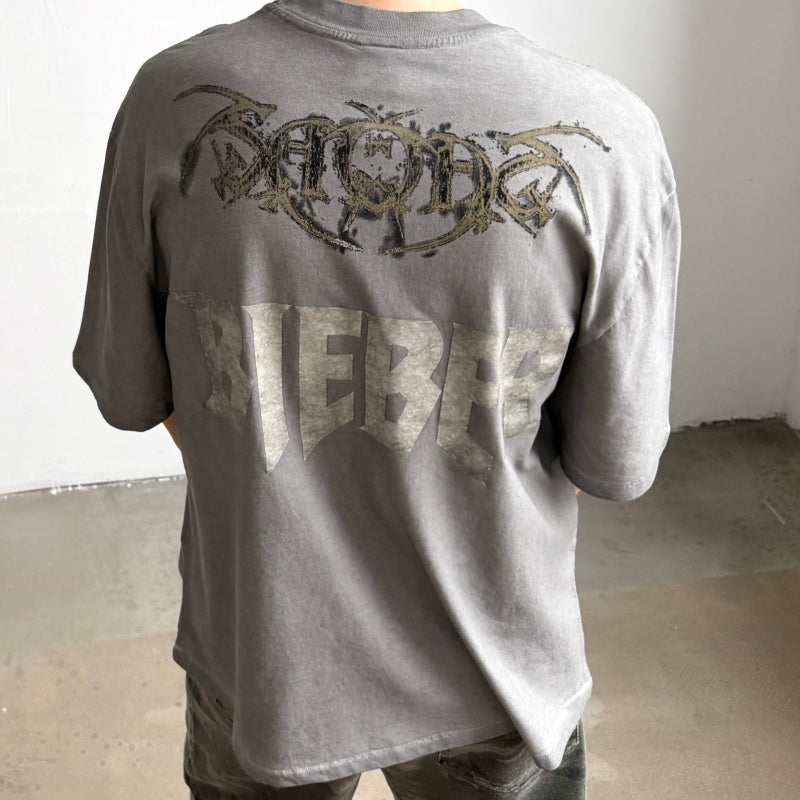 Unisex Vintage T Shirts Saint x Purpose Tour Rock Demon Limited Edition: Single-stitch construction, special enzyme-wash and pigment-dyeing process, and American-style plastisol ink printing.
