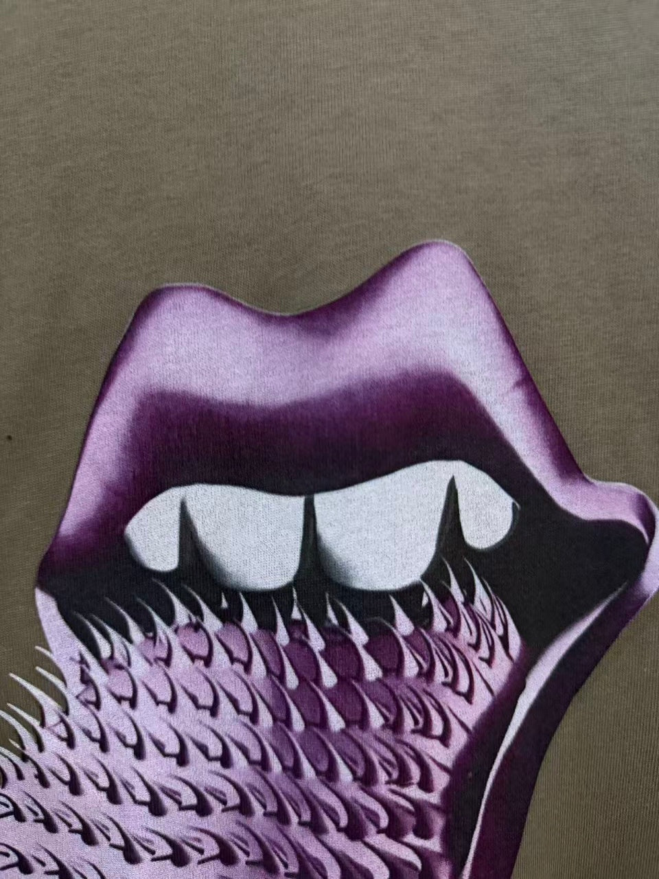 Vintage style washed summer wear T shirt Purple spiky tongue 260G pure cotton high-quality streetwear