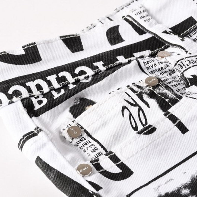 Mens Fashion Jeans Street newspaper style 5011# Pure cotton high quality