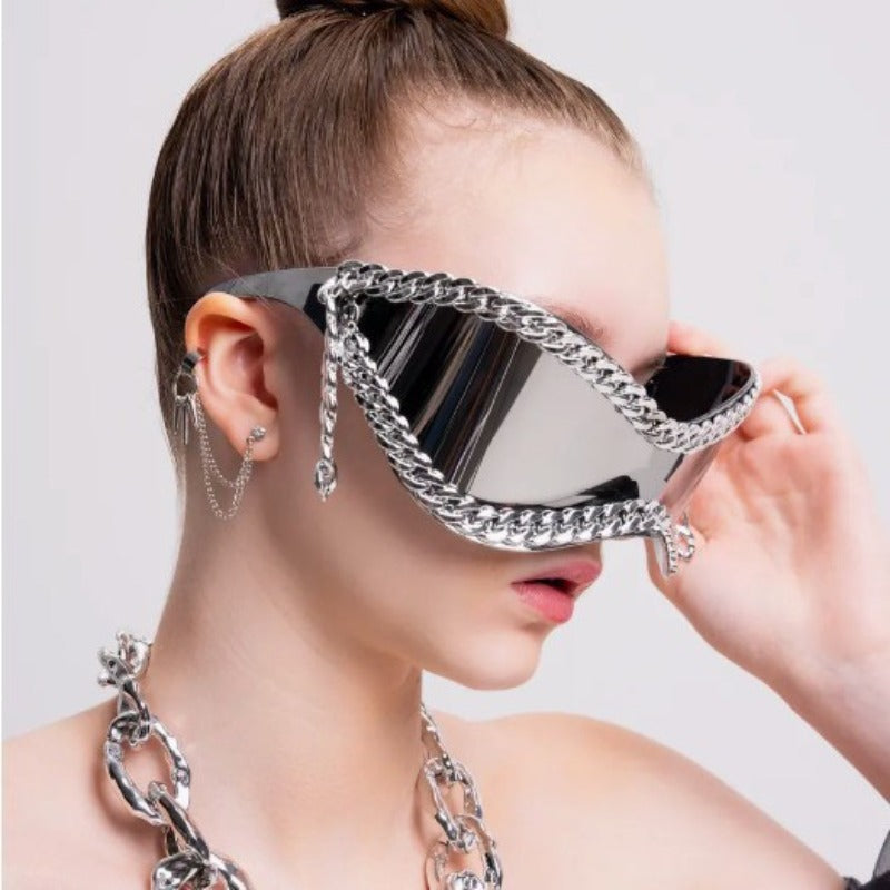Trendy punk glasses y2kretro chain