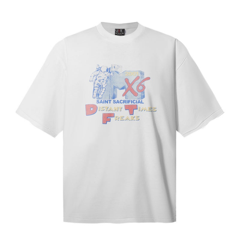 Saint Michael T Shirts Retro Space Figure Two-sided Typography Design