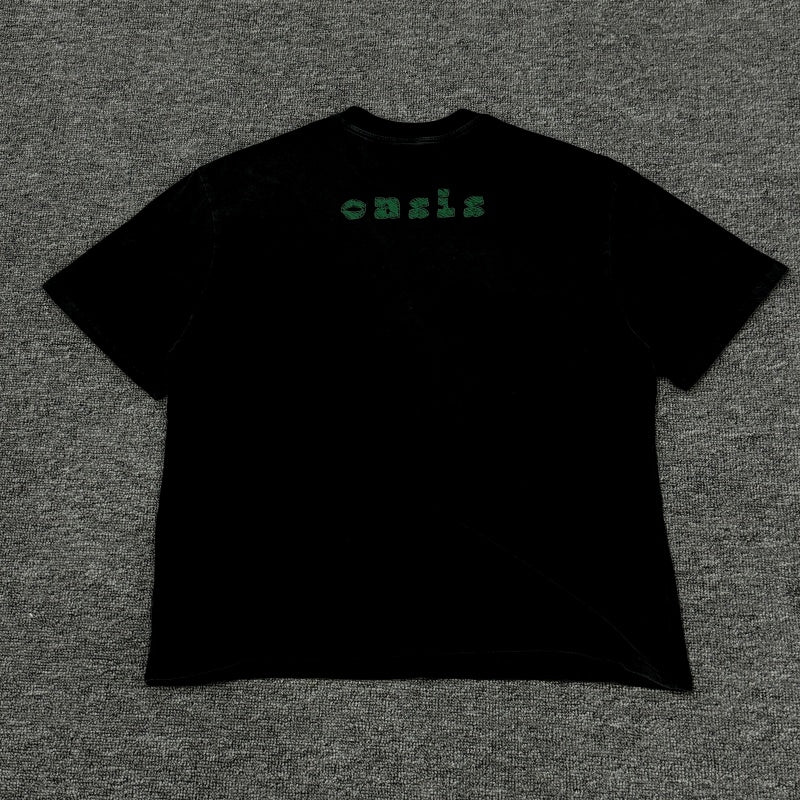 Unisex Vintage T Shirts OASIS Tour-Exclusive High-Street T-Shirt: West Coast Street/Graffiti/Hip-Hop Style. Features a heavyweight fabric with a distressed wash finish and direct-to-garment white ink printing—offering an unbeatable feel and premium q