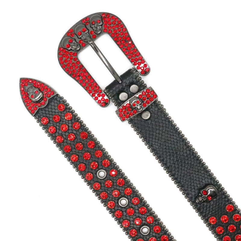 Hip-hop punk rhinestone belt skull punk full of diamonds
