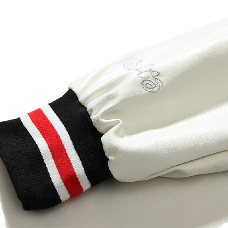 American-style baseball jacket Leather Sleeve S-Logo Graphic Oversized Embroidered Thickened Baseball Jacket â€?Embracing the Vibe Aesthetic