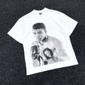 Unisex Vintage T Shirts Legendary Boxing Champion Ali Limited Edition: A high-street short-sleeve tee featuring West Coast street graffiti and hip-hop aesthetics. Crafted with a heavyweight fabric and a distressed wash finish, it showcases direct-t