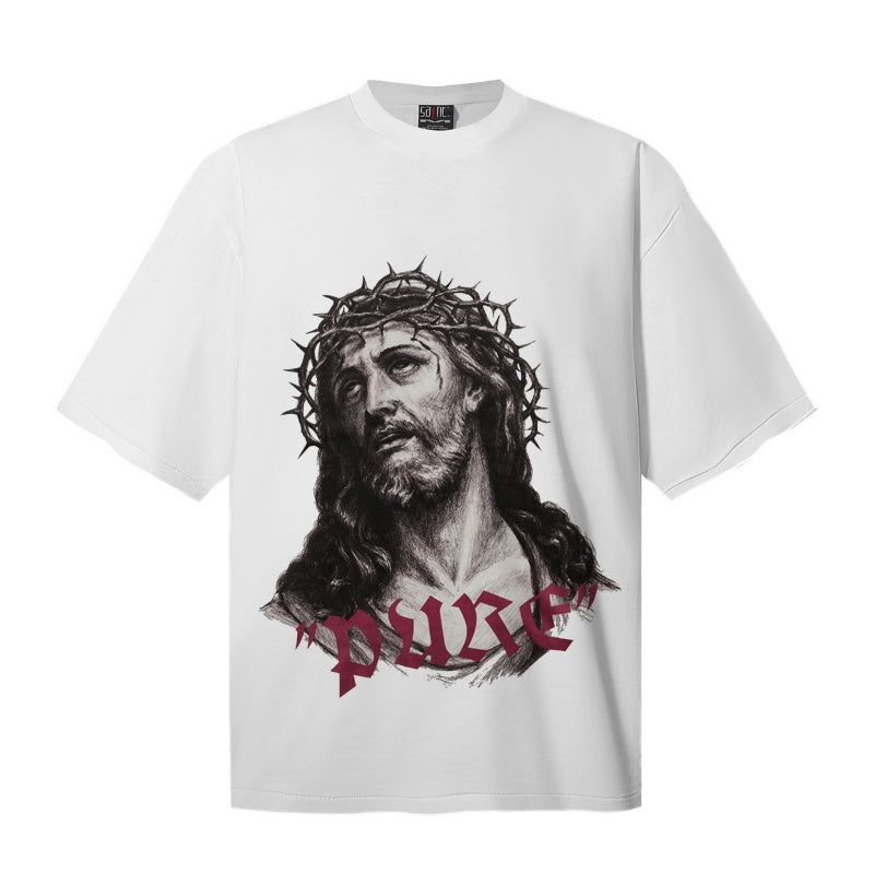 Saint Michael T Shirts Monochrome Jesus pure Vintage Oversized Tee Design