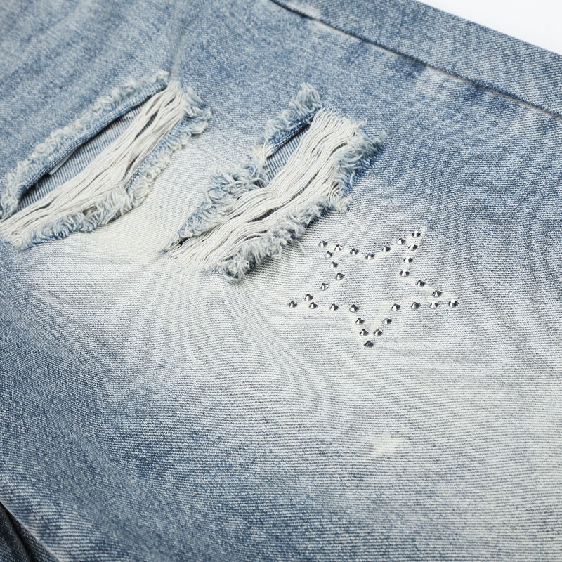 American-style streetwear harem pants Grunge Star Embroidery Denim Casual Wear
