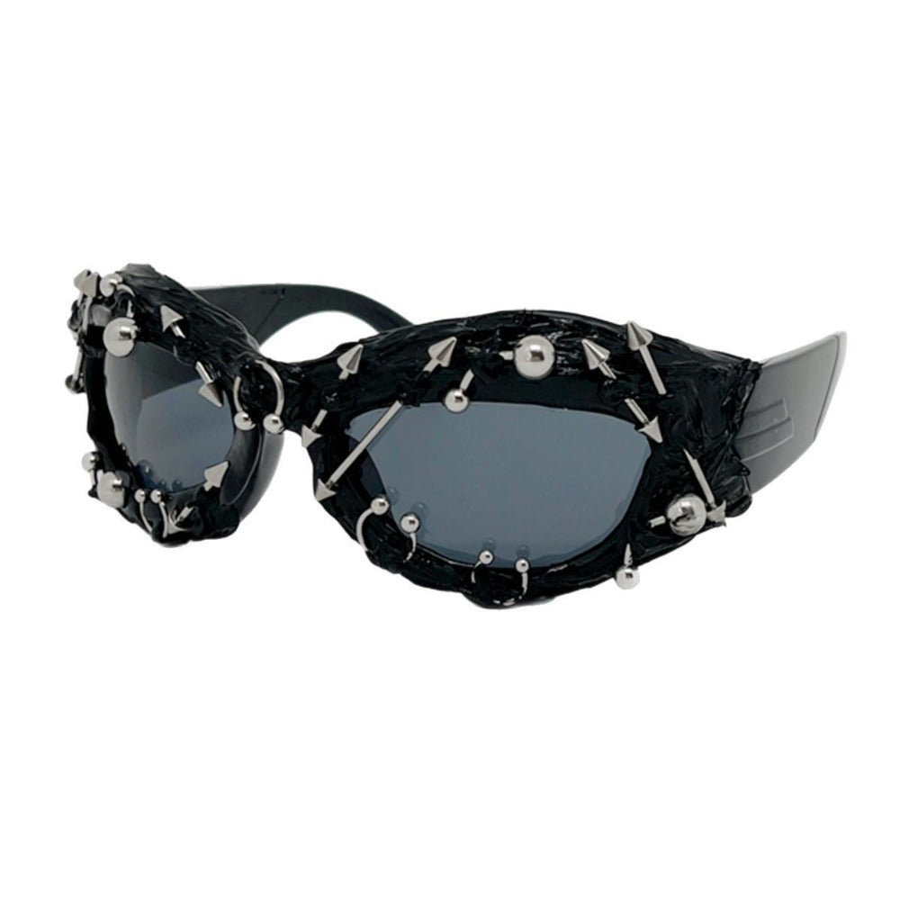 Trendy punk glasses dark uv protection
