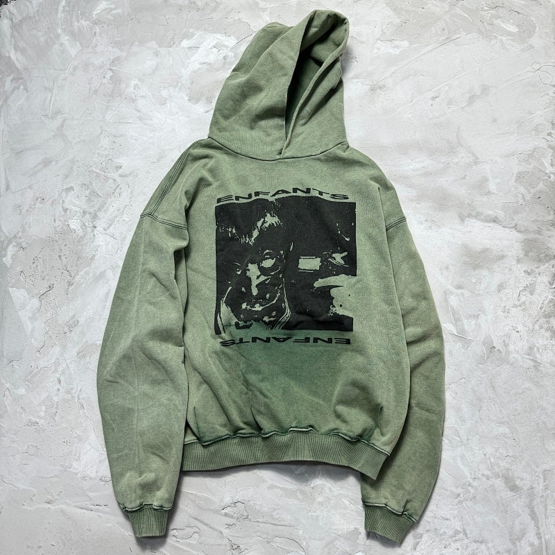 Unisex Vintage Hoodie Depressed Boy Limited Edition Hoodie â€?Custom heavyweight fabric featuring a natural, faded look achieved through Asut-style enzyme and stone washing, with pockets removed after the wash process.