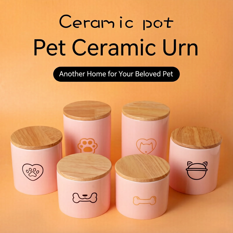 Pet Urn Ceramic Pet Urn Memorial Jar Cats and Dogs Funeral Supplies Sealed Urn Jar Jar