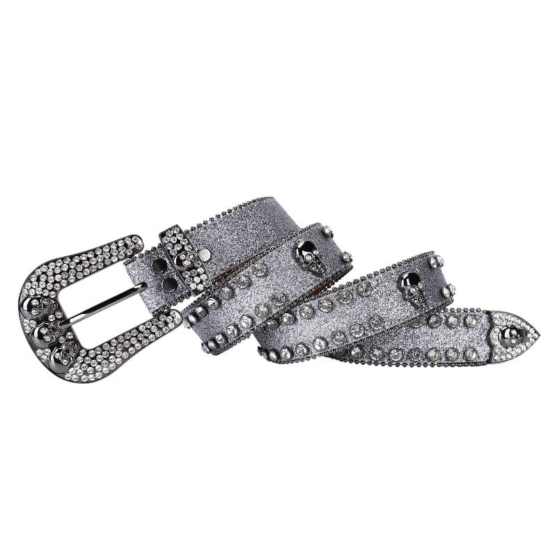Hip-hop punk rhinestone belt for men and women