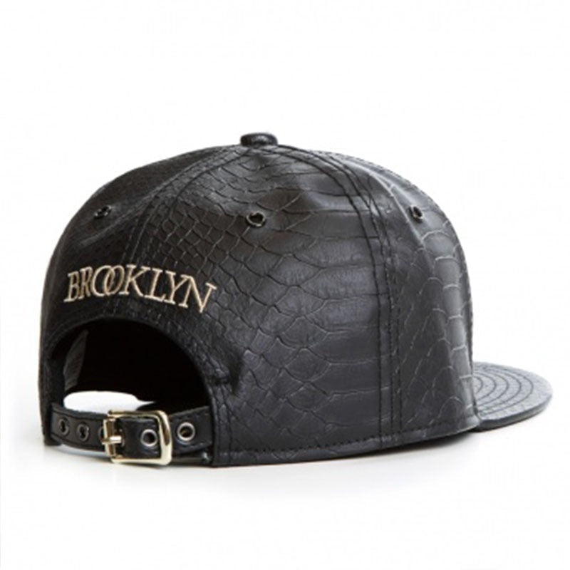 Trendy flat brimmed snapback hatsleather shade