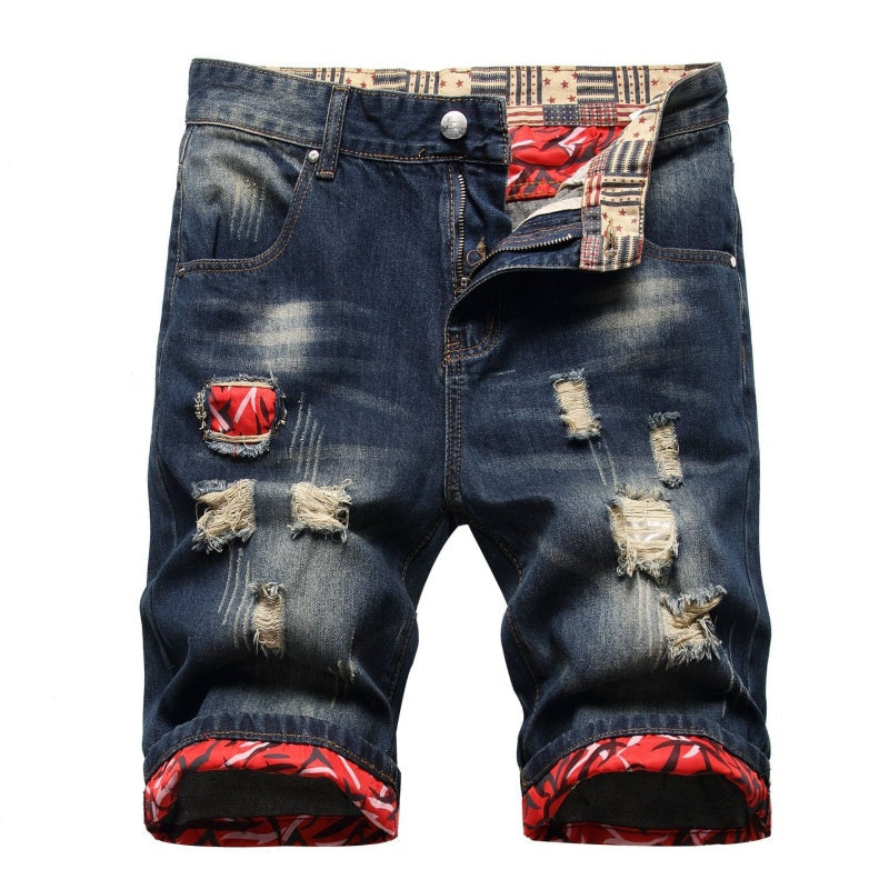 Denim shorts High-quality trendy casual pure cotton Non-stretch plus-size men's clothing