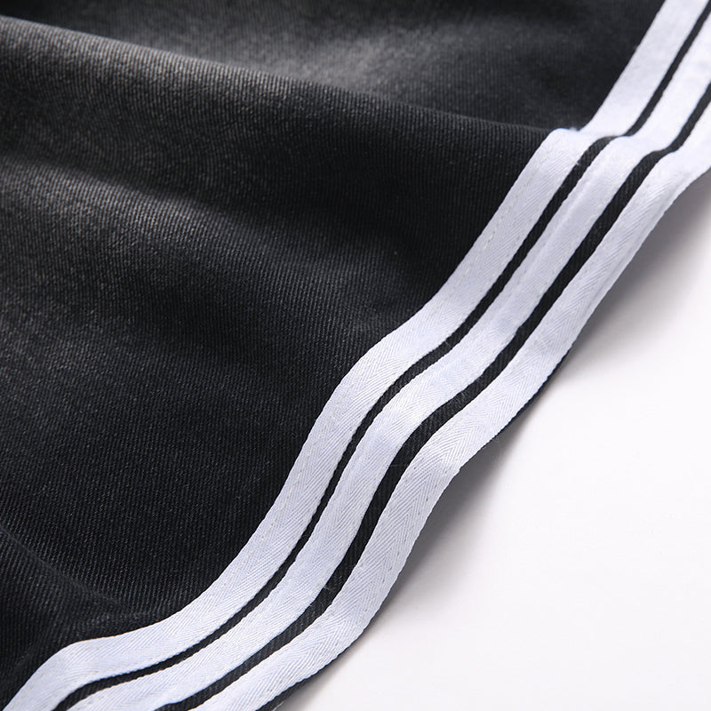 Mens Fashion Jeans White stripes 5725# Pure cotton high quality