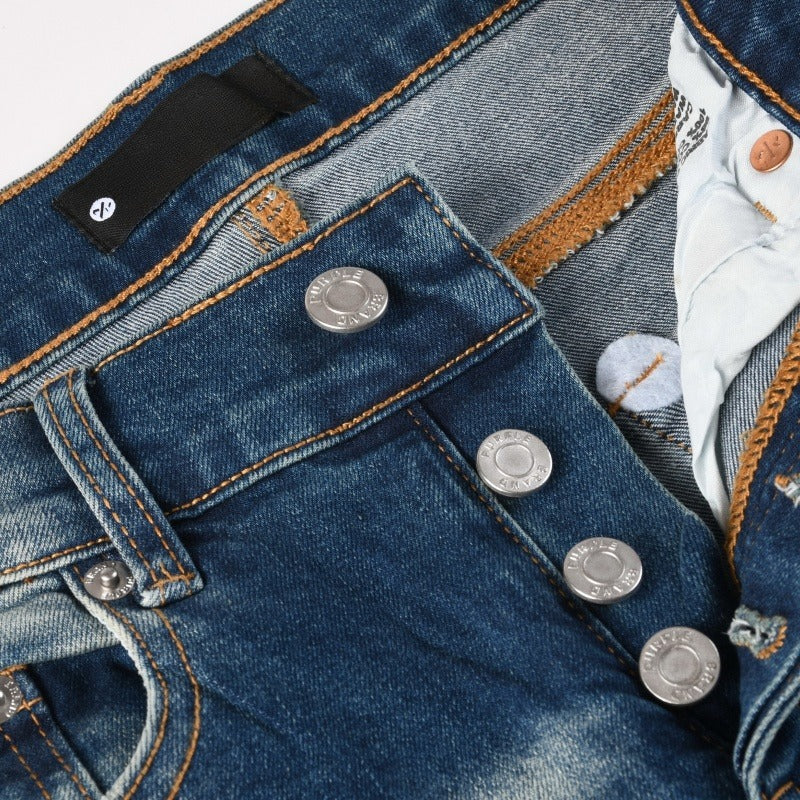 Purple brand Jeans High-quality pure cotton streetwear trousers Rhinestone
