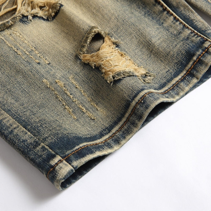 Denim shorts High-quality trendy casual pure cotton Non-stretch plus-size men's clothing