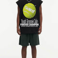 BIG FACE Drop-Shoulder Tank Top High-street vintage style featuring a small neckline, white-ink digital direct-to-garment (DTG) printing, and a heavy-duty, distressed wash finish; crafted from 260g double-yarn plain-knit fabric.