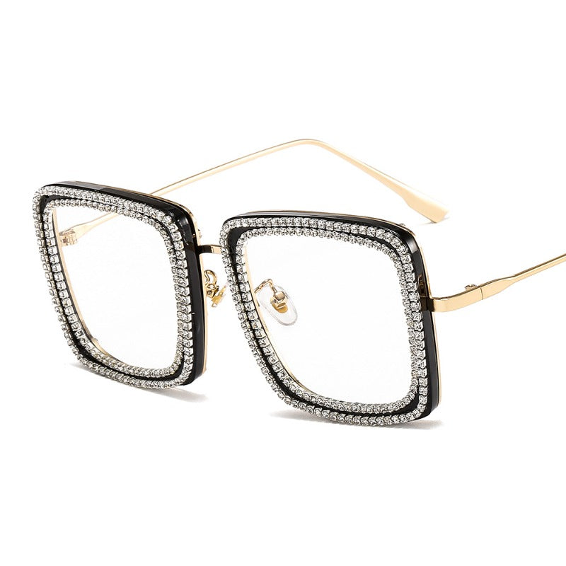 Trendy punk glasses with diamonds