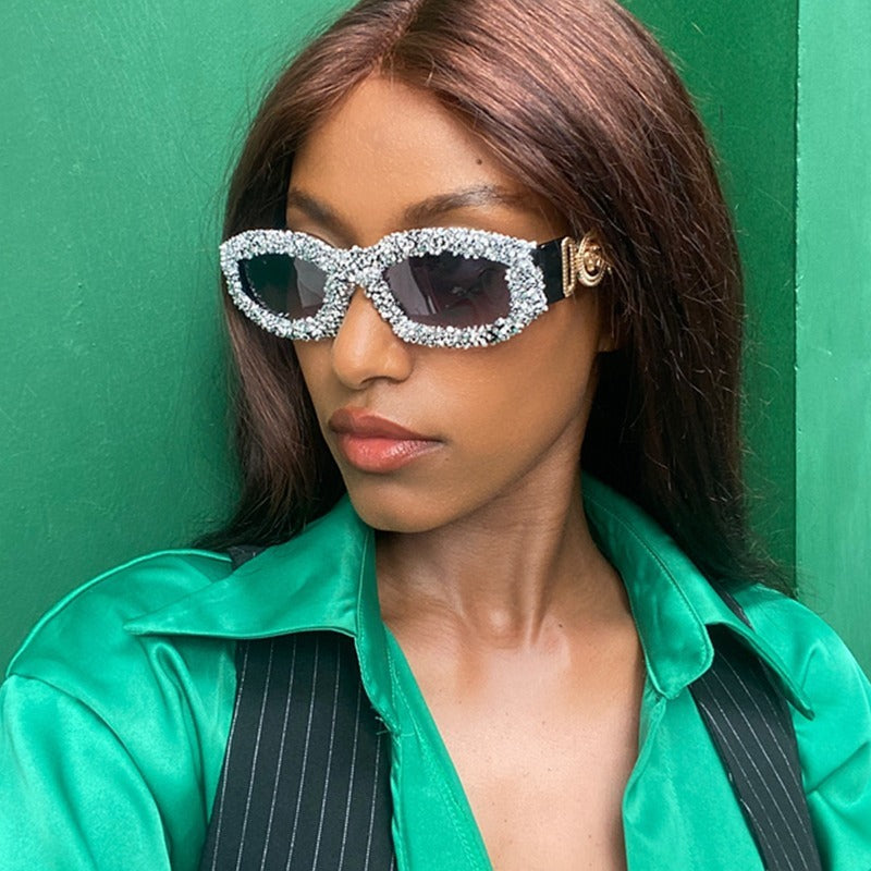 Trendy punk glasses diamond square