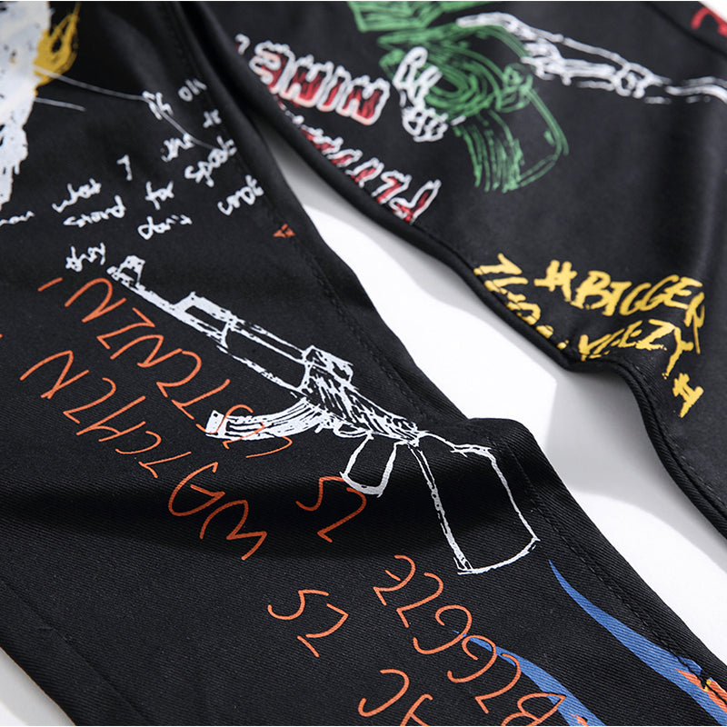 Mens Fashion Jeans Skull Flame 5646# Pure cotton high quality