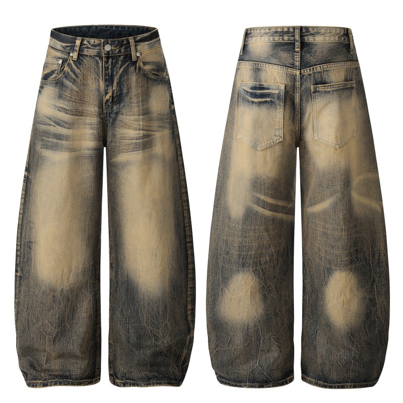 American-style streetwear harem pants Shadow Bleach Distressed Casual Outfit