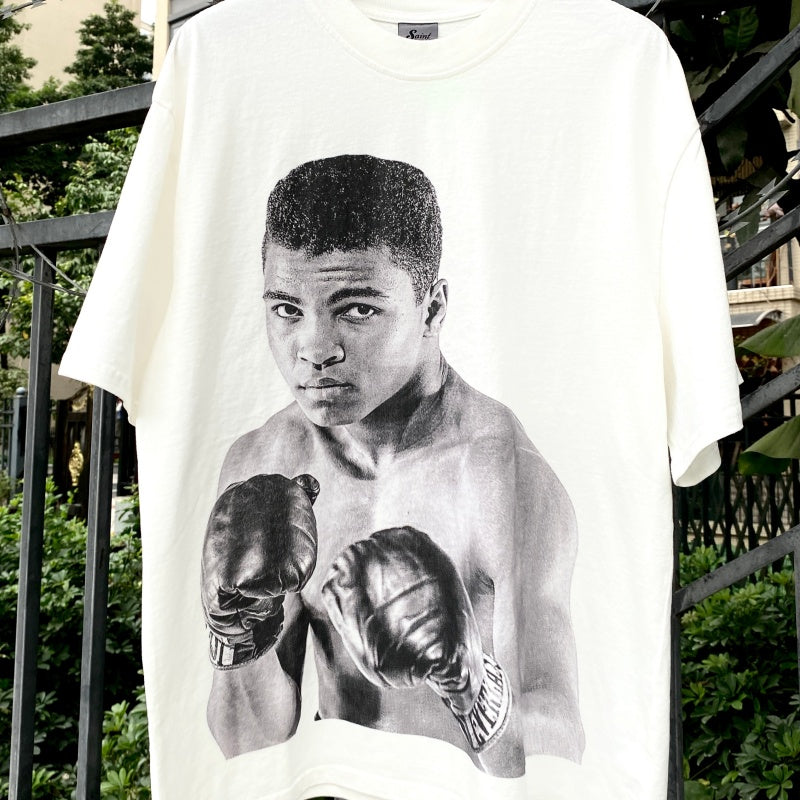 Unisex Vintage T Shirts Legendary Boxing Champion Ali Limited Edition: A high-street short-sleeve tee featuring West Coast street graffiti and hip-hop aesthetics. Crafted with a heavyweight fabric and a distressed wash finish, it showcases direct-t