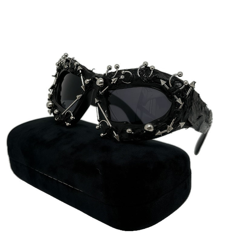 Trendy punk glasses dark uv protection