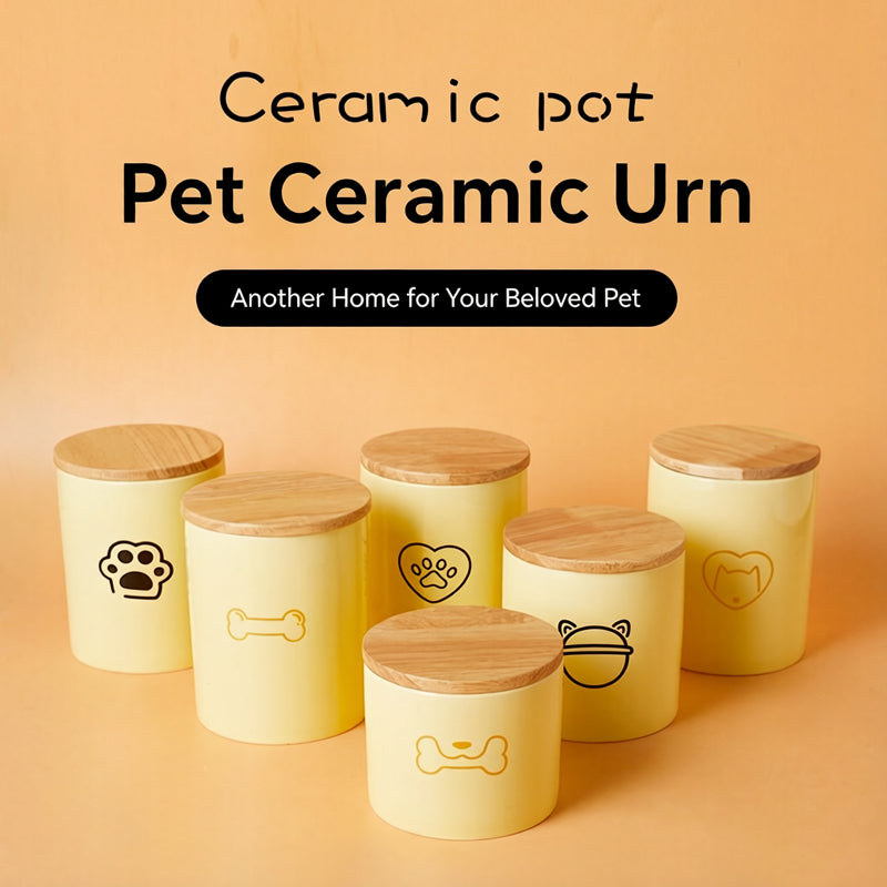 Pet Urn Yellow Pet Urn Medium and Small Dog Sealed Moisture-proof Urn Cat Dog Large Medium Small Ceramic Urn