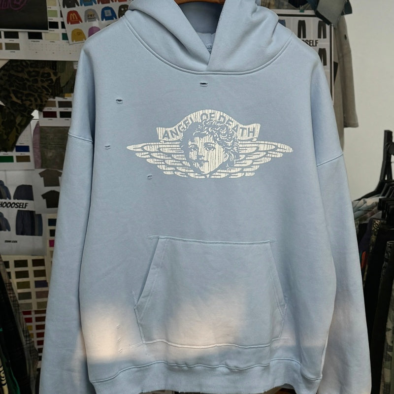 Unisex Vintage Hoodie Saint Michael Little Angel Exclusive American Vintage-Style Washed & Distressed Hoodie