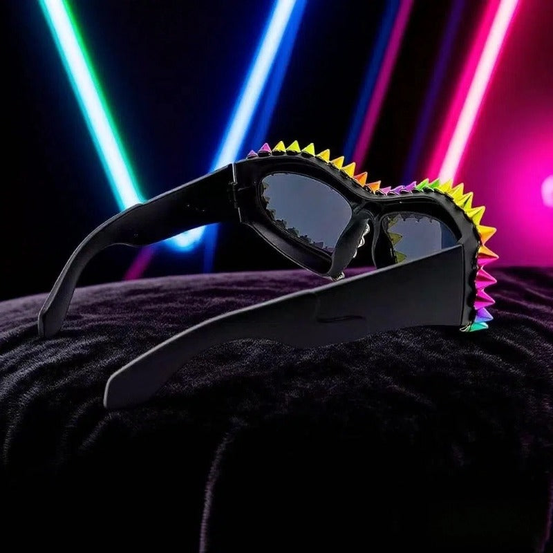 Trendy punk glasses special-shaped spikes and rivets