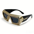 Trendy punk glasses chain decorated retro
