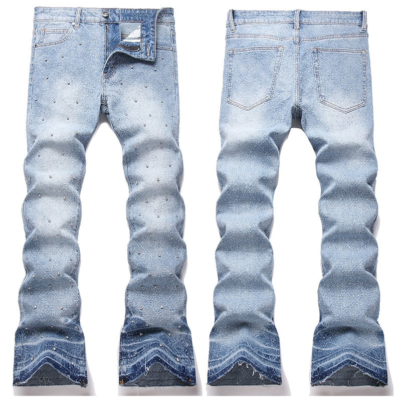 Mens Fashion Jeans rhinestones Wide-leg pants 5722# Pure cotton high quality