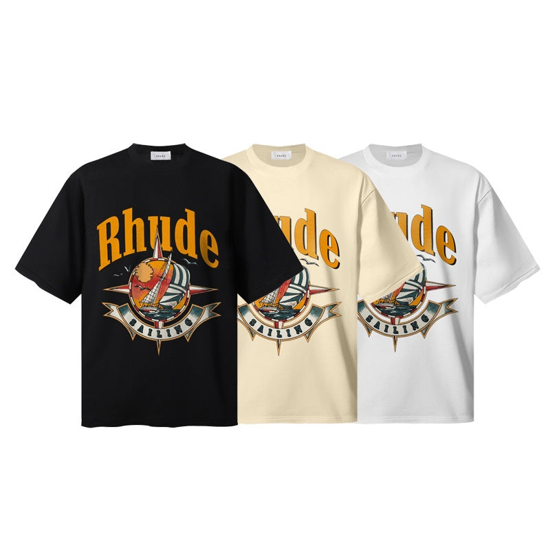 RHUDE T Shirts Old-School Rhude Car Badge Art