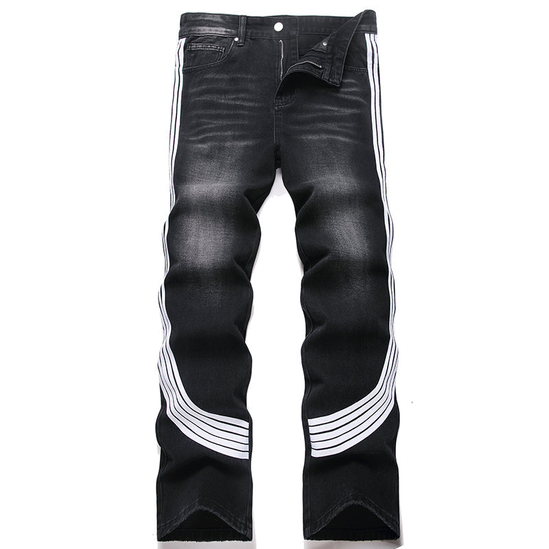 Mens Fashion Jeans White stripes 5725# Pure cotton high quality