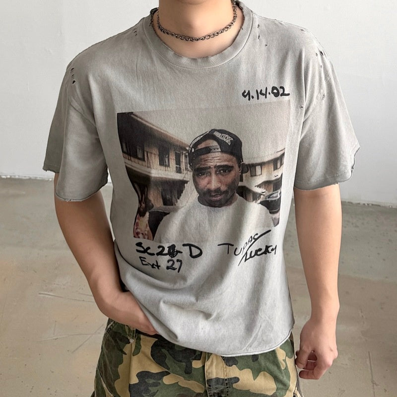 Unisex Vintage T Shirts CHOOOSELF 26SS 2Pac THUG LIFE Limited Edition Tribute Tee â€?Heavyweight, Washed, Distressed, Boxy-Fit Streetwear Punk Style