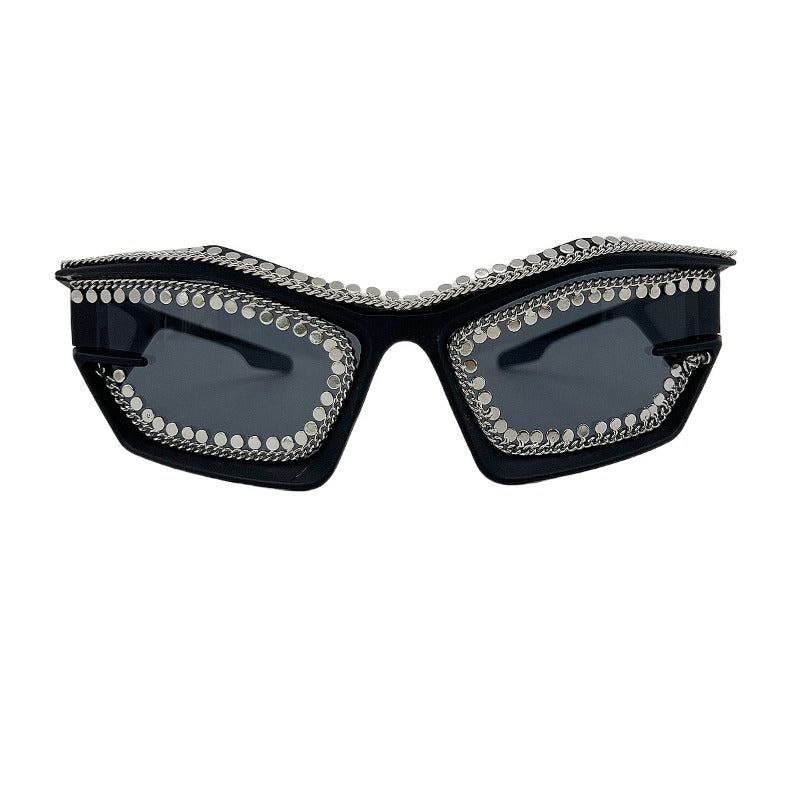 Trendy punk glasses y2kretro metal chain